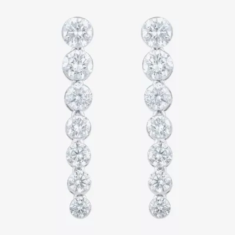 Floating Diamonds (F, Vs2) Womens 1 1/2 CT. T.W. Lab Grown White Diamond 14K White Gold Drop Earrings