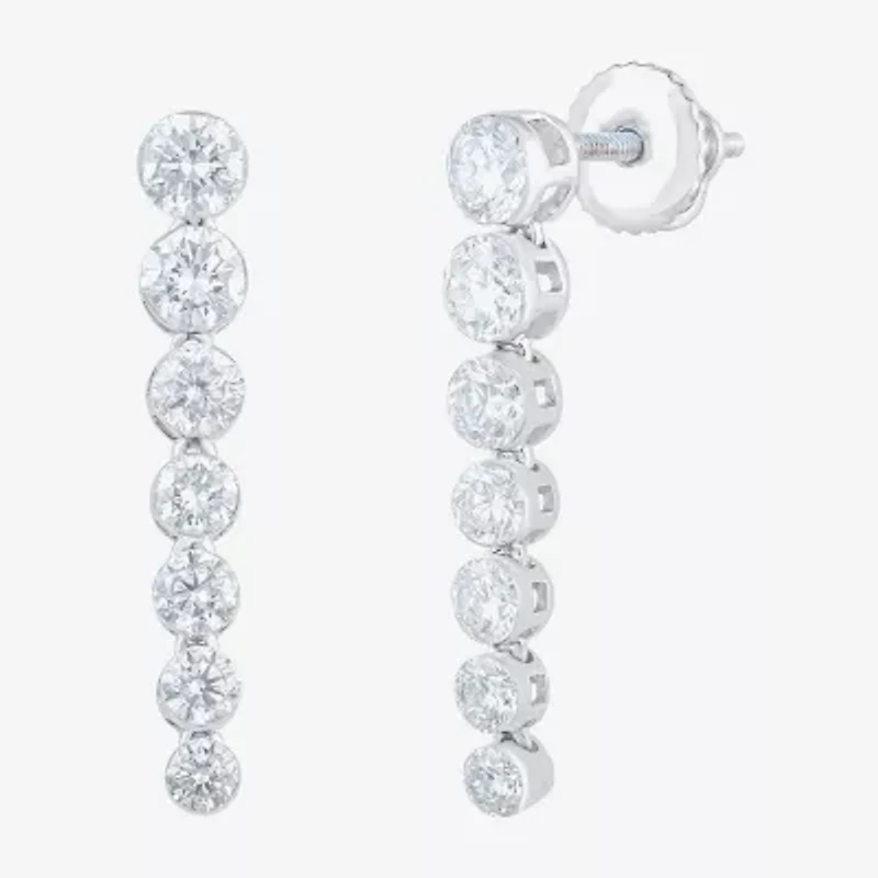Floating Diamonds (F, Vs2) Womens 1 1/2 CT. T.W. Lab Grown White Diamond 14K White Gold Drop Earrings