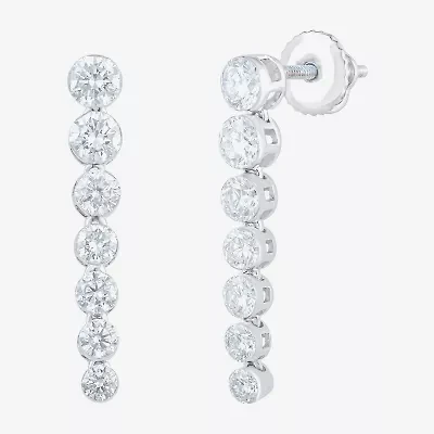 Floating Diamonds (F, Vs2) Womens 1 1/2 CT. T.W. Lab Grown White Diamond 14K White Gold Drop Earrings