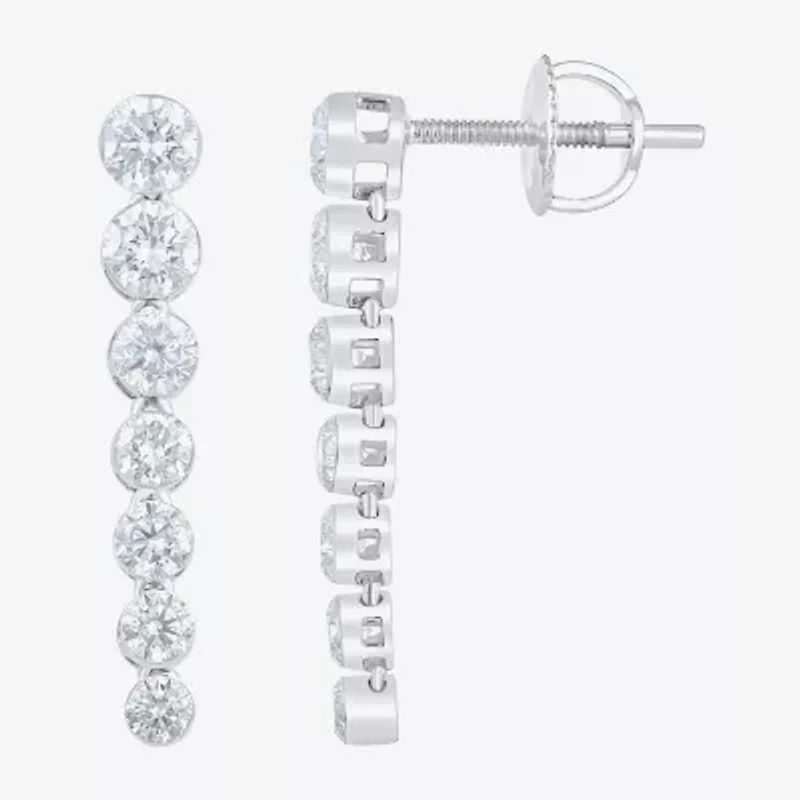 Floating Diamonds (F, Vs2) Womens 1 1/2 CT. T.W. Lab Grown White Diamond 14K White Gold Drop Earrings