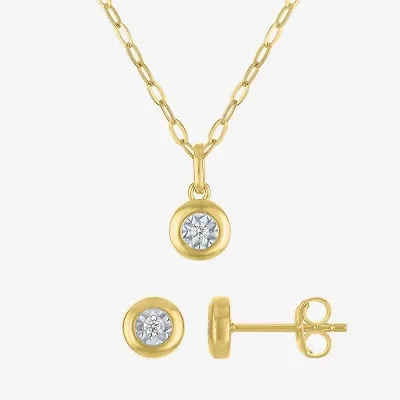 Yes, Please! (G-H, Si2-I1) Womens 1/10 CT. T.W. Lab Grown White Diamond 14K Gold Over Silver 2-pc. Jewelry Set