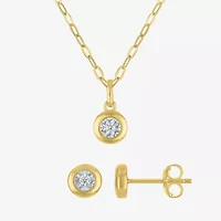 Yes, Please! (G-H, Si2-I1) Womens 1/10 CT. T.W. Lab Grown White Diamond 14K Gold Over Silver 2-pc. Jewelry Set