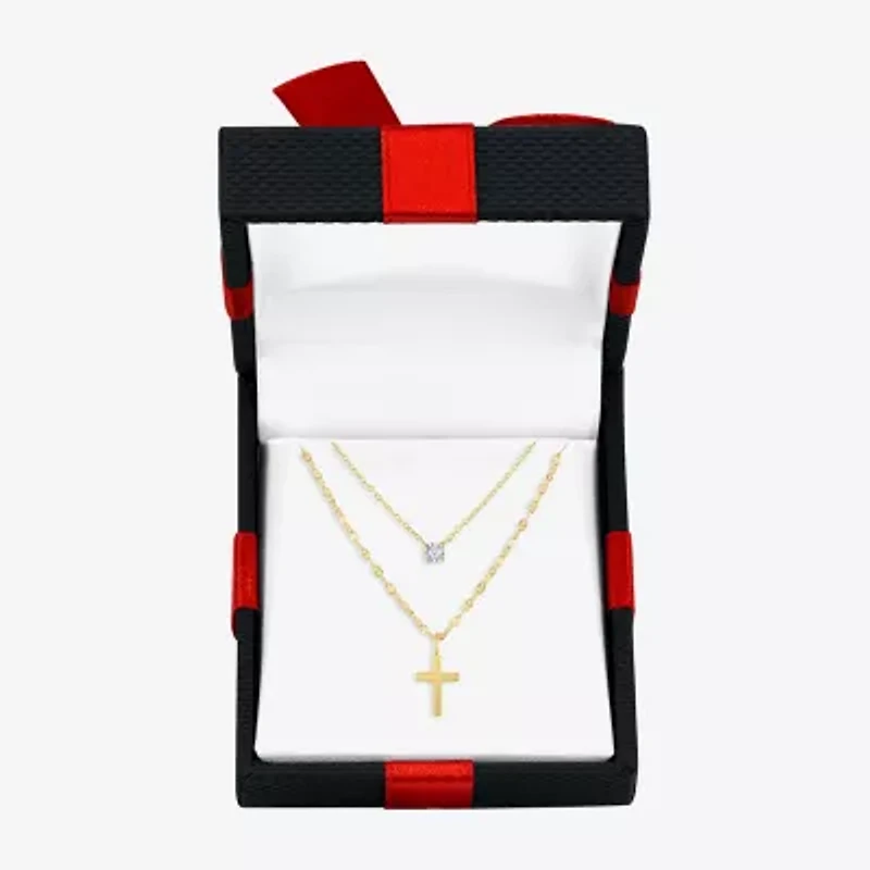 Yes, Please! Cross Womens Diamond Accent Lab Grown White Diamond Accent Cross 2-pc. Pendant Necklace Set