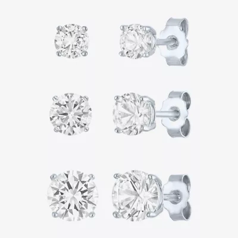 Yes, Please! Womens Lab Created White Sapphire Sterling Silver 3 Pair Jewelry Set