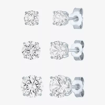 Yes, Please! Womens Lab Created White Sapphire Sterling Silver 3 Pair Jewelry Set