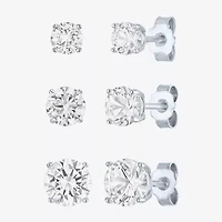 Yes, Please! Womens Lab Created White Sapphire Sterling Silver 3 Pair Jewelry Set