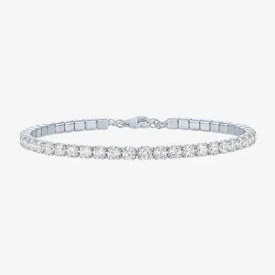 Yes, Please! Womens Lab Created White Sapphire Sterling Silver Tennis Bracelet