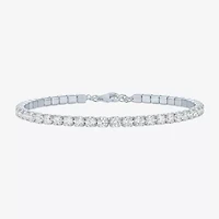 Yes, Please! Womens Lab Created White Sapphire Sterling Silver Tennis Bracelet