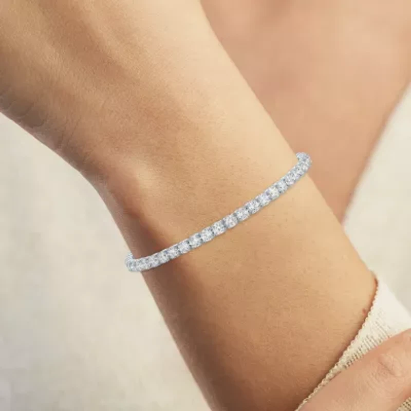 Yes, Please! Womens Lab Created White Sapphire Sterling Silver Tennis Bracelet