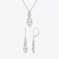 Womens 1/10 CT.T.W. Natural Diamond Sterling SIlver & 14K Rose Gold over SIlver Jewelry Set
