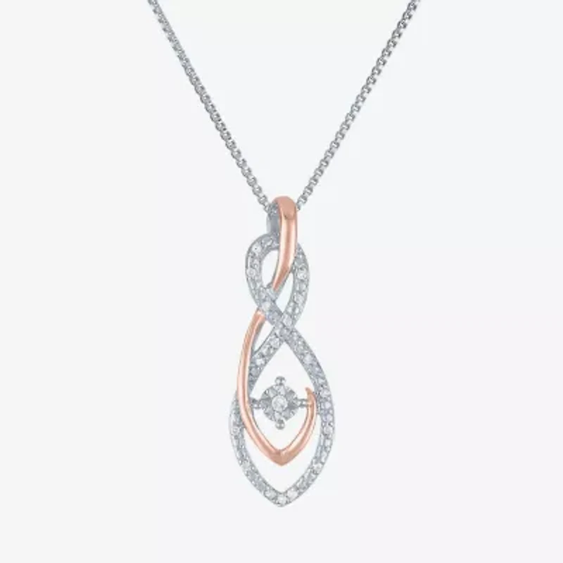 Womens 1/10 CT.T.W. Natural Diamond Sterling SIlver & 14K Rose Gold over SIlver Jewelry Set