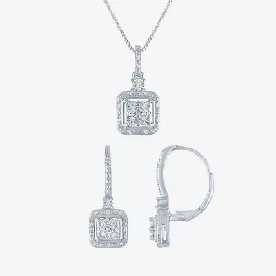 Diamond Blossom Womens 1/10 CT. T.W. Natural White Diamond Sterling Silver 2-pc. Jewelry Set
