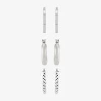 Limited Quantities! Womens Sterling Silver 3 Pair Earring Set