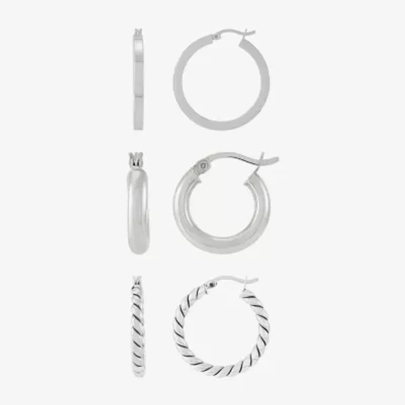 Limited Quantities! Womens Sterling Silver 3 Pair Earring Set
