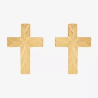 14K Gold 10.4mm Cross Stud Earrings