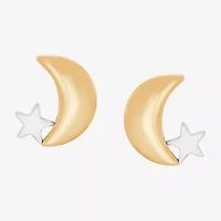 14K Gold 9.7mm Moon Star Stud Earrings