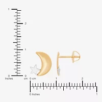 14K Gold 9.7mm Moon Star Stud Earrings