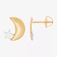 14K Gold 9.7mm Moon Star Stud Earrings