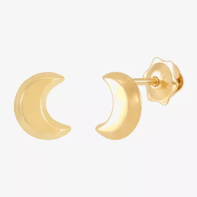 Limited Quantities! 14K Gold 6.5mm Moon Stud Earrings