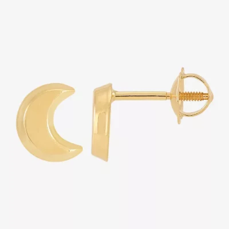 Limited Quantities! 14K Gold 6.5mm Moon Stud Earrings