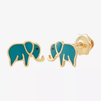 Limited Quantites! Elephant 14K Gold 6.4mm Stud Earrings