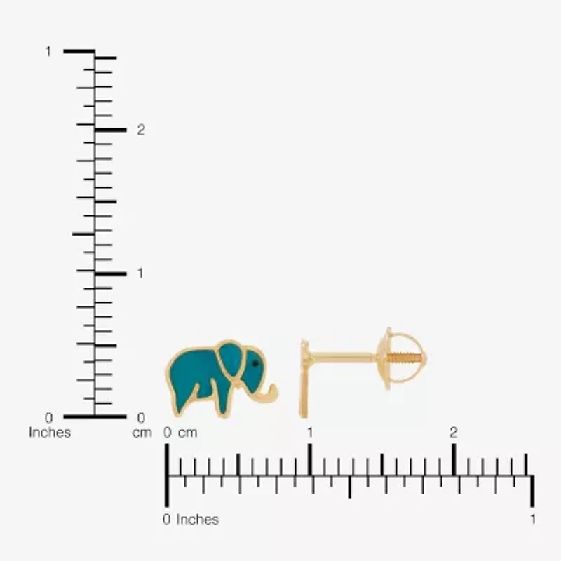 Limited Quantites! Kids Elephant 14K Gold 6.4mm Stud Earrings