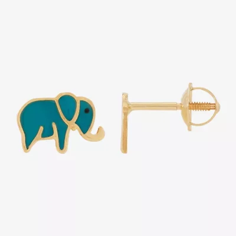 Limited Quantites! Kids Elephant 14K Gold 6.4mm Stud Earrings