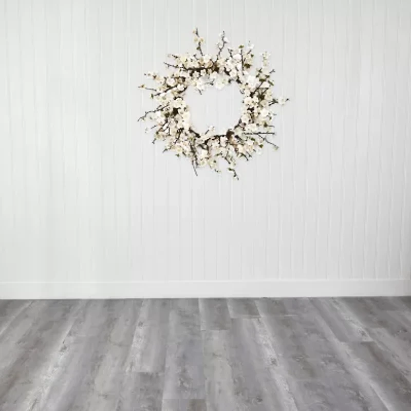 Nearly Natural 24in. Plum Blossom Wreath