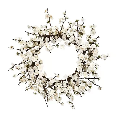 Nearly Natural 24in. Plum Blossom Wreath