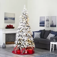 Nearly Natural Montana Down Swept Spruce With Pinecones And 400 Led Lights Artificial 7 Foot Pre-Lit Flocked Spruce Christmas Tree