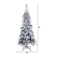 Nearly Natural Montana Down Swept Spruce With Pinecones And 400 Led Lights Artificial 7 Foot Pre-Lit Flocked Spruce Christmas Tree