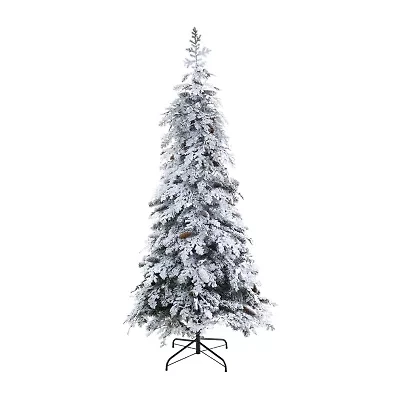Nearly Natural Montana Down Swept Spruce With Pinecones And 400 Led Lights Artificial 7 Foot Pre-Lit Flocked Spruce Christmas Tree