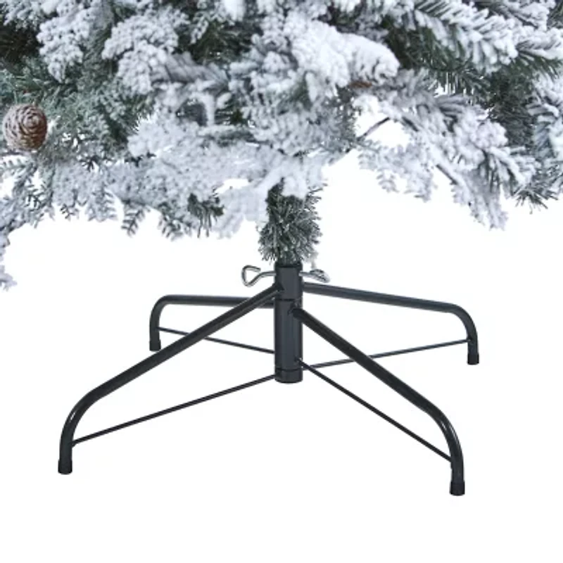 Nearly Natural Montana Down Swept Spruce With Pinecones And 400 Led Lights Artificial 7 Foot Pre-Lit Flocked Spruce Christmas Tree
