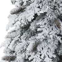 Nearly Natural Montana Down Swept Spruce With Pinecones And 400 Led Lights Artificial 7 Foot Pre-Lit Flocked Spruce Christmas Tree