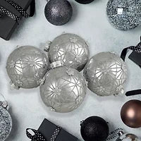 Northlight Silver Floral Ball 4-pc. Christmas Ornament