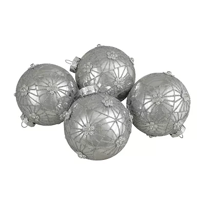 Northlight Silver Floral Ball 4-pc. Christmas Ornament