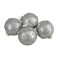 Northlight Silver Floral Ball 4-pc. Christmas Ornament