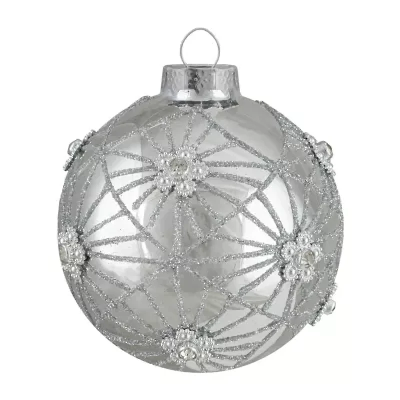 Northlight Silver Floral Ball 4-pc. Christmas Ornament