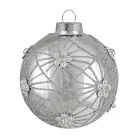Northlight Silver Floral Ball 4-pc. Christmas Ornament