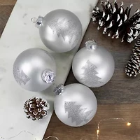 Northlight Silver Glass Ball 4-pc. Christmas Ornament