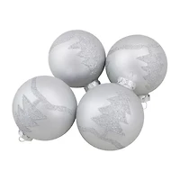 Northlight Silver Glass Ball 4-pc. Christmas Ornament