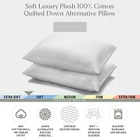 Ella Jayne Down Alternative Poly Gel, 100% Cotton Shell 2 Pack Medium Density Bed Pillow