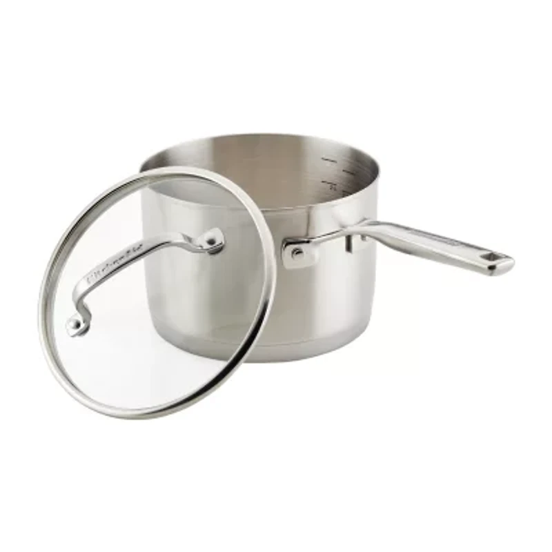 Kitchen Aid Stainless Steel 3-Ply Base 3-qt. Covered Sauce Pan