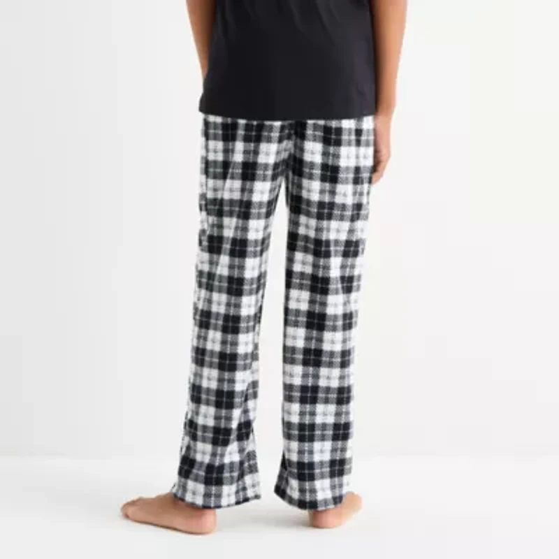 Joyful Moments Black & White Buffalo Little Big Kid Unisex Fleece Matching Family Pajama Pants