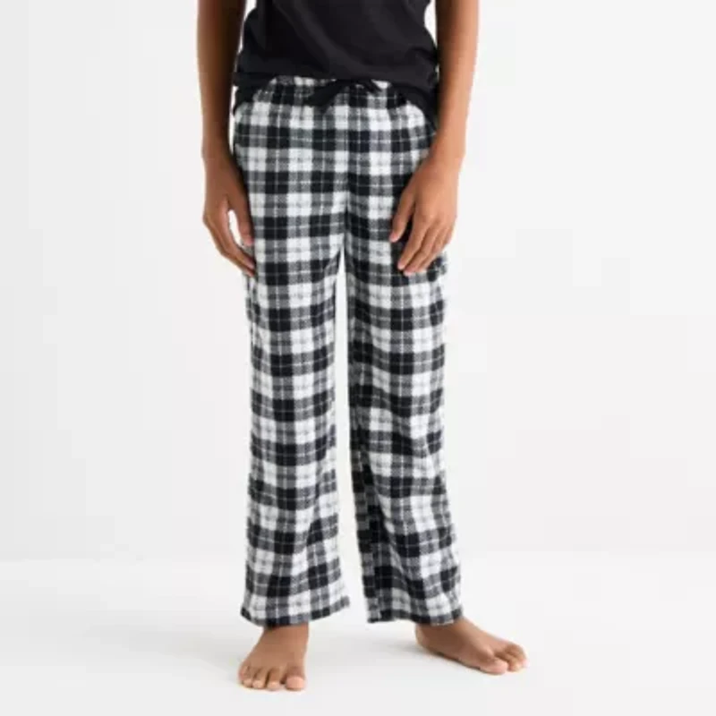 Joyful Moments Black & White Buffalo Little Big Kid Unisex Fleece Matching Family Pajama Pants
