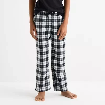 Joyful Moments Black & White Buffalo Little Big Kid Unisex Fleece Matching Family Pajama Pants