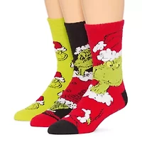 Cozy Unisex Adult 3 Pair Grinch Crew Socks