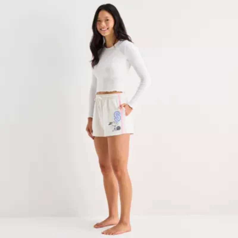 Snoopy Fleece Short Juniors Womens Pull-On