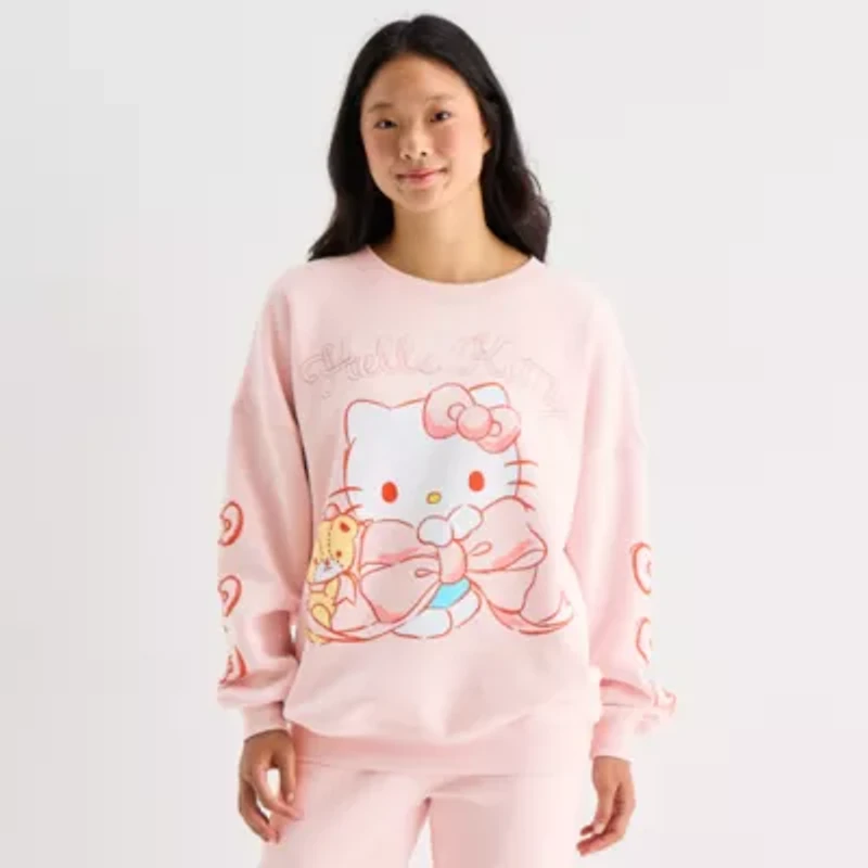 Grayson Threads, The Label Hello Kitty Crew Sweatshirt Womens Neck Long Sleeve Juniors