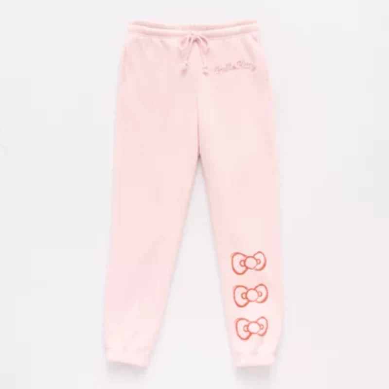Grayson Threads, The Label Womens Drawstring Waist Cuffed Mid Rise Hello Kitty Juniors Fleece Sweatpant
